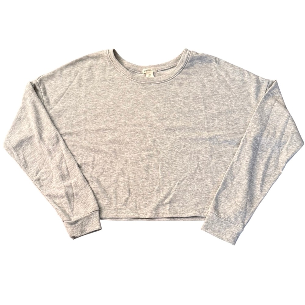 BOZZOLO‎ Grey Cropped Sweatshirt Long Sleeve Relaxed Fit Pullover Juniors Large